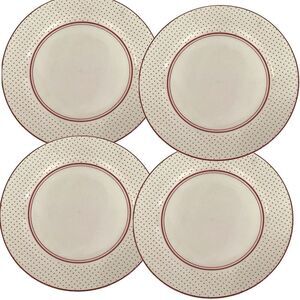 Table Mates Red Polka Dot Dinner Plates Set Of 4 Malaysia Ceramic